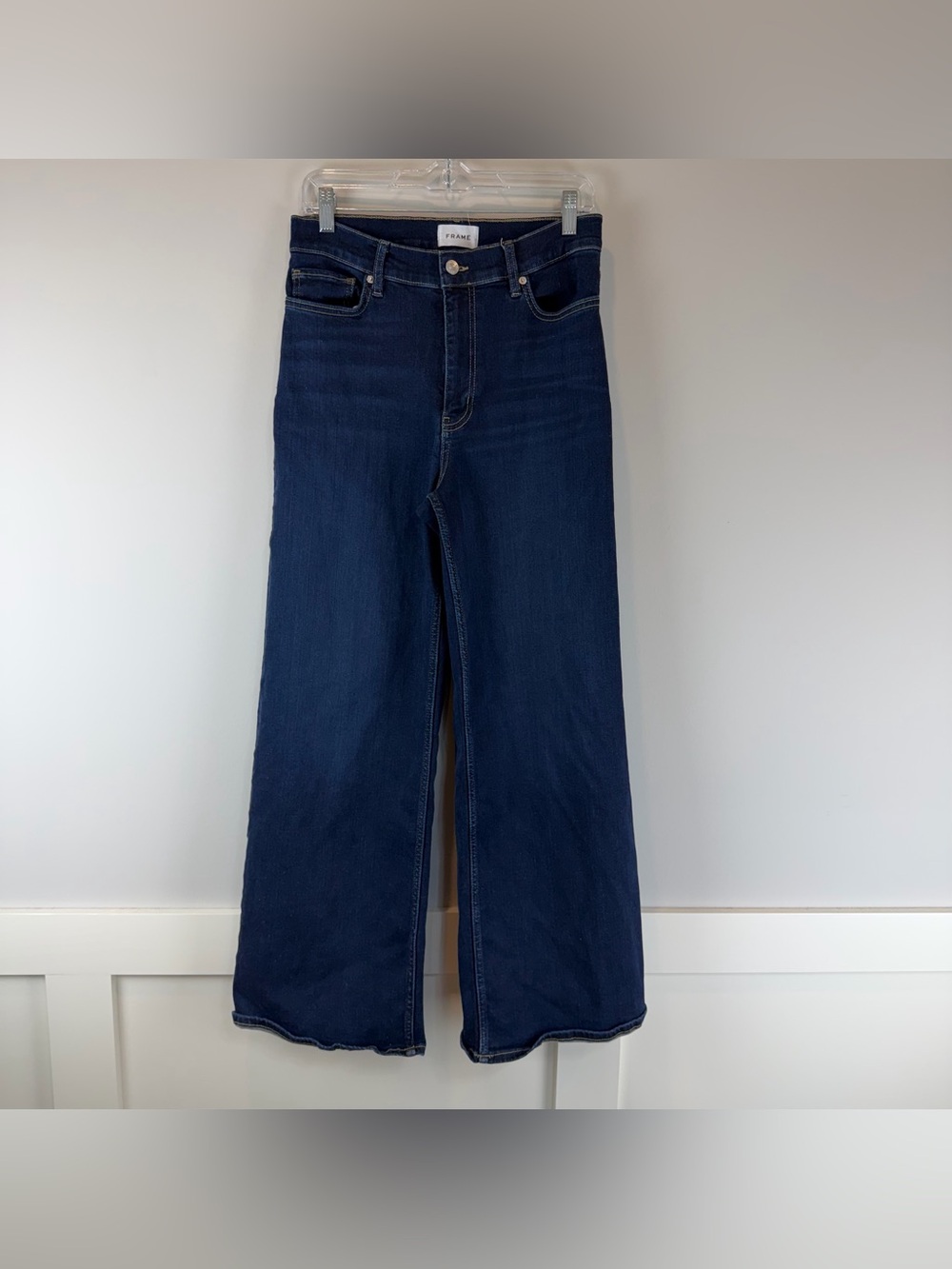 Frame Parkway Dark Wash Le Slim Palazzo Wide Leg Preppy Minimalist Jeans Size 30